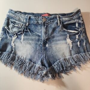 Hot Kiss Frayed Denim Jean Shorts